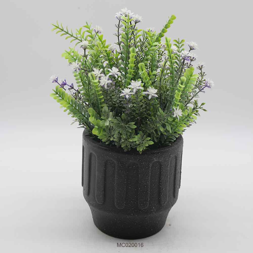 Artificial Leaves and Mini Flower with Pot