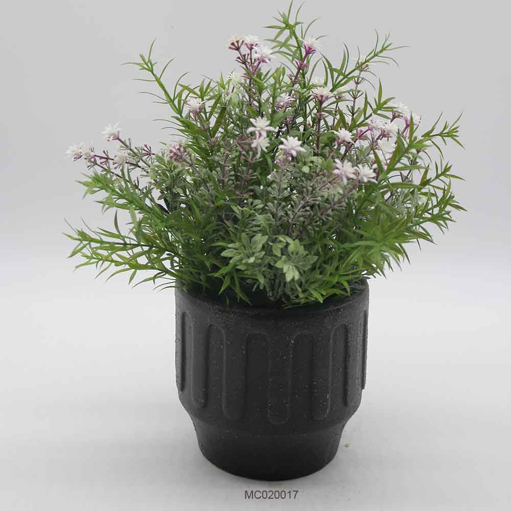 Artificial Leaves and Mini Flower with Pot
