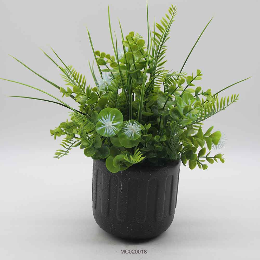 Artificial Leaves and Mini Flower with Pot