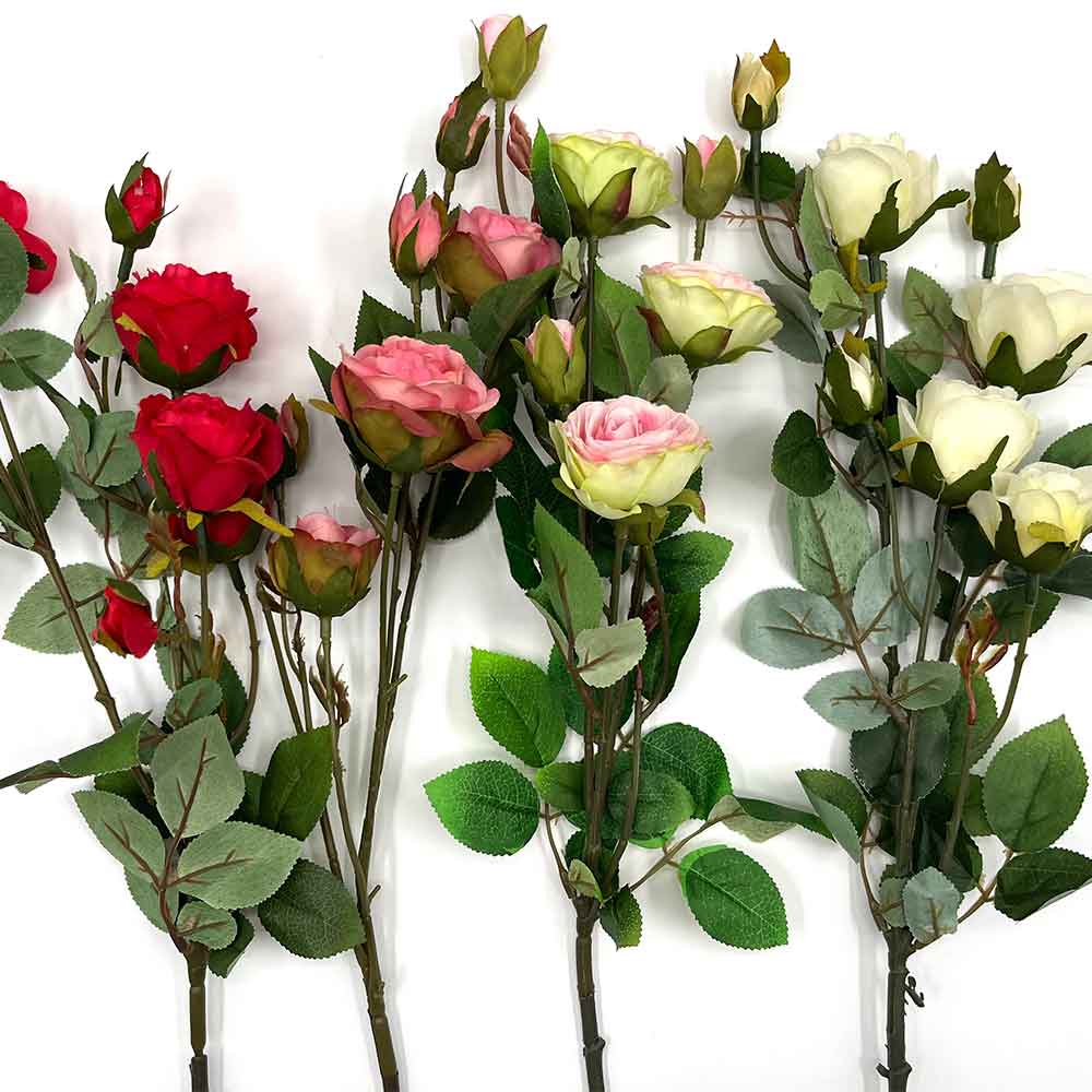 MC22-04094 7-Branch Mini Rose Champagne